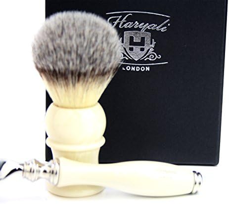 Ivory Colour Shaving Brush with Synthetic Hair & Triple Cartridge Replaceable Head Razor Men's Set - Image 5