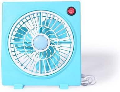 Summer Table USB Mini Fan For Home Office With 3 Rotary Vanes Desktop Electric Square Silent Rotate the Page Fan (Blue)