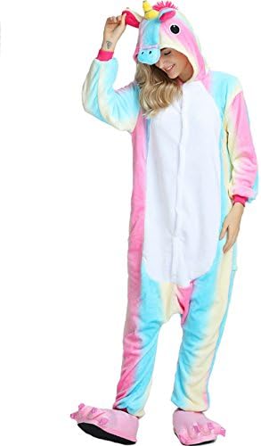 Children's Pajamas Animal Costume Kids Sleeping Wear Kigurumi Pajamas Cosplay (L( fits for height 43.3" -47.2"), Children Rainbow Flying Horse)