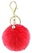 Key Chain Accessories for Women - Red Faux Fur Ball Charm and Artificial Pearl with Key Ring
