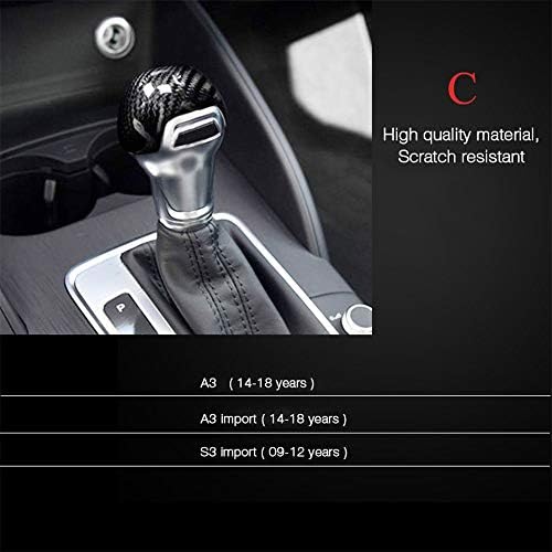 Genuine Luxury Manual/Automatic Car Real Carbon Fiber Gear Shift Shifter Knob Head for A4L 13-16, A5 12-16，Q5 13-18，A6L 12-15, Q7 13-15, A7 09-14，S6 13，S7 13 (C)