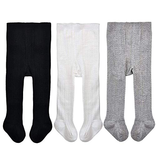 Baby Girls Tights Toddler Boys Tights Leggings Pantyhose Stockings for Infant (Black,white,grey Pack of 3)