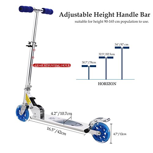 Fashine 2 Wheel 3 Level Adjustable Scooter with Led up Wheels for Kids Girls Boys 3- 10 Old, Christmas Toy Scooter