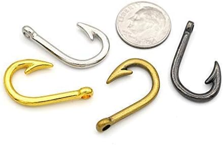 CRAFTMEMORE Fish Hook Charm Pendants for Necklace Bracelet Key Chain Jewelry Making 10 PCS