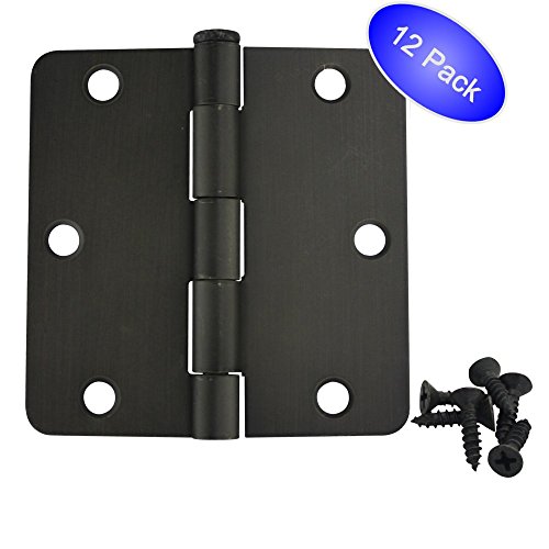 Cosmas Oil Rubbed Bronze Door Hinge 3.5" Inch x 3.5" Inch with 1/4" Inch Radius Corners - 12 Pack