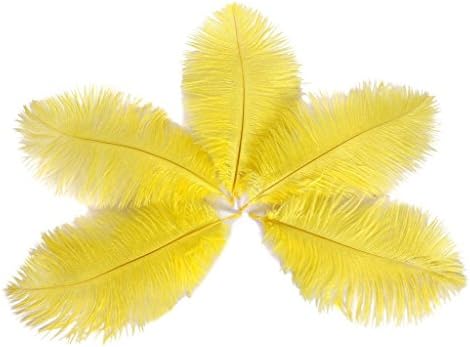 WIBEN Set of 100, 8-10inch Natural Ostrich Feathers Plume for Wedding Centerpieces Party Decoration (Yellow)