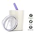 8.5oz Kids Tumbler Insulated Double Wall with Colorful Silicone Straws | Stainless Steel Sippy Cup with Lids and Straws | Unbreakable & BPA Free | Set of 2 (White/Pink 2 Pack)