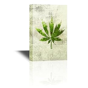 Canvas Wall Art - Green Leaf on Vintage Abstract Background - Gallery Wrap Modern Home Art | Ready to Hang - 12x18 inches