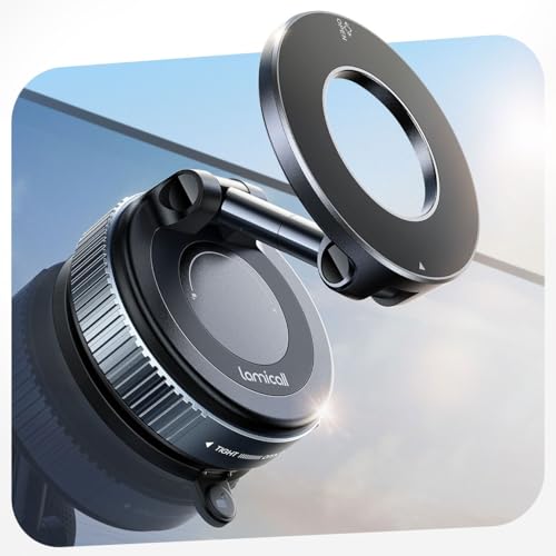 Lamicall Soporte para Celular Automovil - [Ventosa de Vacío Ultra Fuerte] para mag Safe Porta Celular para Auto, Giratorio 360° para Tablero o Parabrisas, para iPhone 17 16 15 Pro MAX, Galaxy