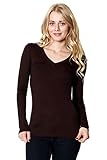 ZENANA RAYON V NECK LONG SLEEVE TEE