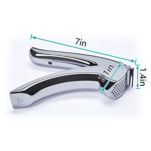 Nurch Garlic Press, Stainless Steel Mincer and Crusher Ginger Press with Garlic Scraper Professional Food Grade, Rust proof, Easy Squeeze and Clean with Ergonomic Comfort Grip