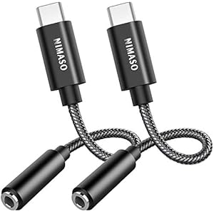 NIMASO USB C naar 3,5 mm Jack Adapter, [2 Pack] Type C naar 3,5 mm hoofdtelefoon Aux Digital Audio koptelefoon Adapter…