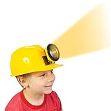 Construction Hat - Dress Up for Kids & Adults - Adjustable Miner Hat with Light by Funny Party Hats