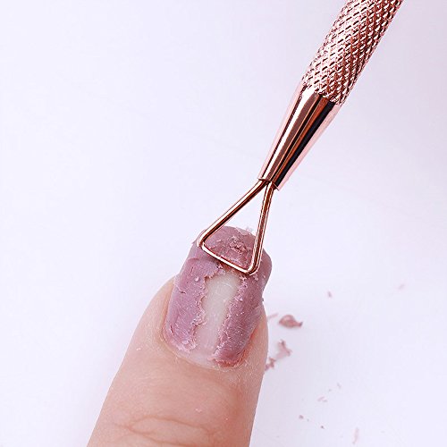 Adecco LLC Cuticle Pusher Stainless Steel Triangle Cuticle Peeler Scraper Remove Gel Nail Polish Nail Art Remover Tool Rose Gold And Silver(2 Pack) - Thumbnail 7