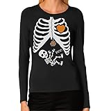 TeeStars - Halloween - Pregnant Skeleton Xray Costume Women Long Sleeve T-Shirt