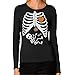Halloween Skeleton Xray Costume Women Long Sleeve T-Shirt Medium Black