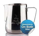 Star Coffee 20, 12 or 30oz Stainless Steel Milk Frothing Pitcher - Measurements on Both Sides Inside Plus eBook & Microfiber Cloth - Perfect for Espresso Machines, Milk Frothers, Latte Art