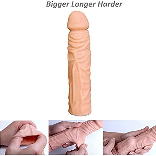 Silicone Realistic Extender Sleeve Extension Girth Enhancer Enlarger Toy for Men-001