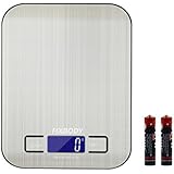 FIXBODY Digital Kitchen Scale Multifunction Food Scale, Stainless Steel, Silver, 5000g/1g (Batteries Included)