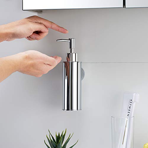 BGL Wall Mounted 304 Stainless Steel Soap Dispenser for Decoration (Round, Chrome)