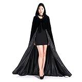 Newdeve Halloween Hooded Cloak Medieval Wedding Cape Black Robe Cosplay