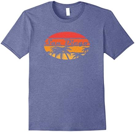 Mens SAN DIEGO REPRESENT! Trendy Vintage Iconic Distressed Tshirt Large Heather Blue