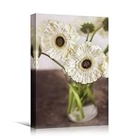 Canvas Wall Art White Floral Arrangement Bouquet Expressive Floral Multicolor Photography Romantics - 12x18 inches