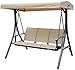 Kozyard Brenda 3 Person Outdoor Patio Swing with Strong Weather Resistant Powder Coated Steel Frame and Textilence Seats(Beige)