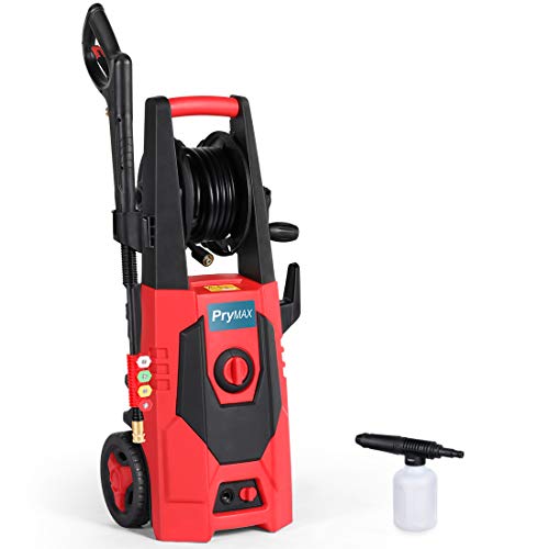 PRYMAX Pressure Washer 3000 PSI 1.70 GPM Car Electric Power Washer with Hose Reel and Interchangeable Nozzles, Red