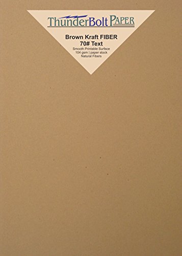 100 Brown Kraft Fiber 28/70 Pound Text (Not Cover/Card) Paper Sheets - 5.5" X 8.5" (5.5X8.5 Inches) Half Letter | Statement Size - Rich Earthy Color with Natural Fibers - Smooth Finish
