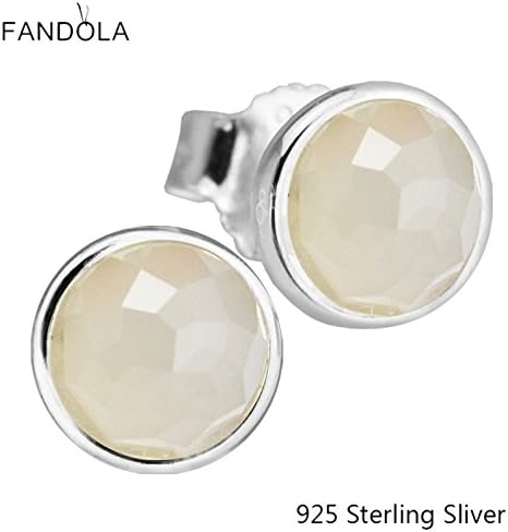Stud Earrings Compatible With Pandora 925 Sterling Silver Jewelry June Droplets, Grey Moonstone Original Charms