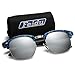 FEIDU Retro Polarized Mens Sunglasses for Men Half Metal Women FD3030 (silver/blue）