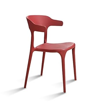 Finch Fox Twity Dining Chair/Cafeteria Chair/Cafe Chair/Armless Side Chairs Molded ABS Plastic Mid-Century Styling (Red)
