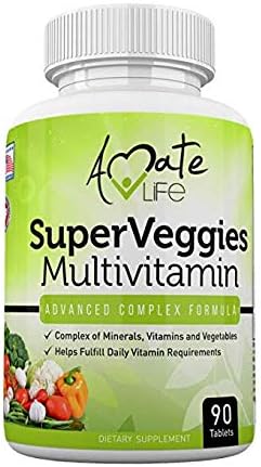 Multivitamin & Multimineral Immune Support with Zinc, Veggies, Vitamin B12, B1, B6, B2, C, A, D-2, K12 & E Provides Daily Vitamins & Mineral Requirement for Men and Women- 90 Tablets by Amate Life