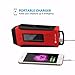 Weather Radio,OUTERDO Emergency Radio Dynamo Emergency Survival Solar Hand Crank Self Powered AM/FM/NOAA Weather Radio, LED Flashlight,Phone Charger Power Bank with Cables (4 color to choose) Red