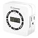 Kasonic Digital Timer Outlet, 7 Days Heavy Duty Programmable Light Timer; Indoor Use; ETL Listed with 2 AC Plug Capacity for Electrical Outlets, Lights, Lamps (White)