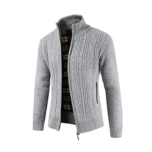 image for Clearance Forthery Men's Zip Knitted Cardigan Fleece Knitted Sweater C