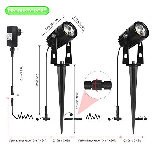 AIMHEIM 8er-Set Gartenstrahler LED Warmweiß, 3W Gartenleuchte Garten Beleuchtung mit Stecker, Schwenkbar Außen-Strahler… – Bild 3