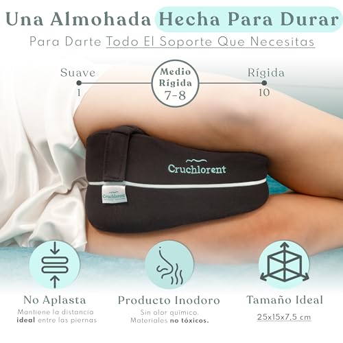 Cruchlorent Black Heart Leg Pillow - 100% Cotton - Designed for Side Sleepers - Supports up to 95 kg - Fights Back, Hip and Knee Pain