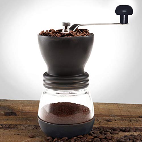 yanana Manuelle Keramik Kaffeem¨¹hle Handkurbel Kaffeebohnen Mahlwerk Maschine und Glas versiegelt Pot – Bild 4
