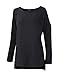OUGES Women's Cutout Cold Shoulder Long Sleeve T-Shirt Tunic Top (Black,L)