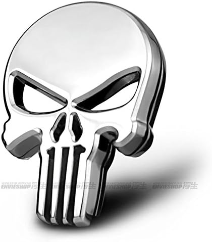 sprated (TM) 2.25" silvery punisher Car 3d Logo Chrome Emblem Badge Sticker Self Adhesive Badge Decal supehero Vinyl Decal Sticker