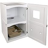 Petsfit 21x25x35 Inches White Double-Decker Pet House Litter Box Enclosure Night Stand Painted With Non-Toxic With Latch Holding The Door 21"L x 23"W x 35"H