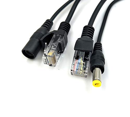 Poyiccot 1 Pair Passive PoE Injector and Splitter Kit with 5.5x2.1 mm DC Power Adaptor Connector,Black - Thumbnail 4