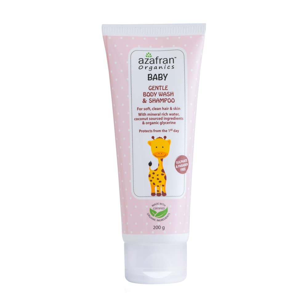 Azafran Organics Baby Gentle Body Wash and Shampoo, 200g