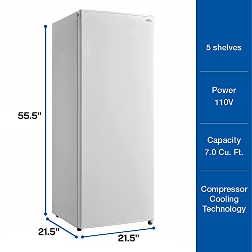 Koolatron GarageReady Upright Freezer, 7.0 cu ft (198L), White, Low