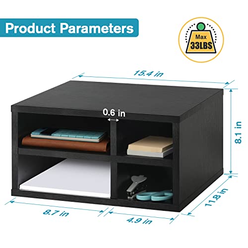 MaxGear Printer Stand with Storage, 2 Tier Wood Computer Printer Shelf