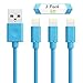Quntis 3Pack 6ft USB Lightning Cable to USB Charger Cord Certified Charge and Sync for iPhone 7 7 Plus 6s 6s Plus 6 6 Plus 5 5S 5C SE iPad and iPod (Blue)
