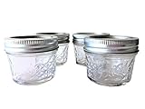 Mason Ball Jelly Jars-4 oz. each - Quilted Crystal Style-Set of 4