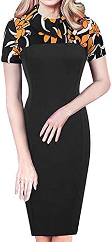 Package Hip Dress for Women Summer Ladies Floral Dress Short Sleeve Splicing Flower Printing Buttock Party Mini Dress